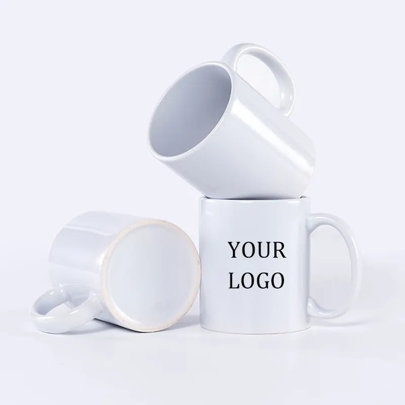 Toptan özel Logo kupalar fabrika fiyat 11 Oz porselen düz beyaz boş süblimasyon seramik çay kahve fincanı tutacaklı kupalar