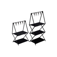 Table de camping portable Mountainhiker, étagère à trois niveaux en acier au carbone, table pliante de rangement pour le camping, petite table