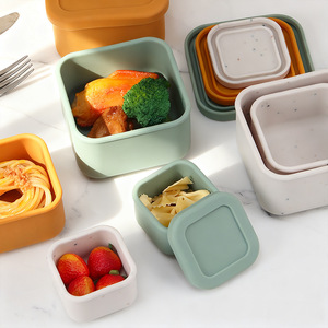 Silicone Food <b>Container</b> 60ml 180ml 350ml Set Square Airtight With Lid For Travel Picnic Solid Color - Product Image 1