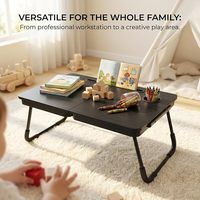 BUYIFY Table de lit pliable et durable de 23,4 po avec plateau porte-gobelet noir