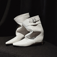 WETKISS Stivali da Donna Eleganti Rossi con Fibbia, Punta Quadrata, Gambale Largo, in Pelle Spaccata, Tacco Basso a Gattino, a Metà Polpaccio - Vendita all'Ingrosso