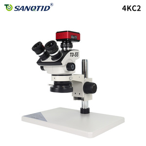 SANQTID 7X-50X 스테레오 삼안 현미경 4K 0.5x CTV 카메라 5단계 디옵트릭 조정 조절 가능한 LED 조명 스탠드 포함 - Product Image 5