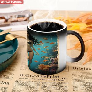 Mug à changement de couleur noir givré 11oz en céramique réutilisable, tasse quotidienne écologique sans BPA - Product Image 5