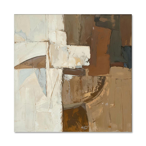 Decorazione Murale Dipinto a Mano su Tela Opera d'Arte Astratta Moderna Beige e Marrone - Product Image 2