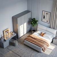 Ensemble de meubles de chambre à coucher blancs modernes : Armoire Shaker, Coiffeuse et Commode pour Appartement
