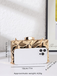 Sac <span class=keywords><strong>de</strong></span> soirée tendance 2026 en <span class=keywords><strong>or</strong></span> chaud, pochette géométrique en acrylique, sacs dorés métalliques pour femmes, sacs <span class=keywords><strong>de</strong></span> fête à chaîne pour soirées formelles - Product Image 5