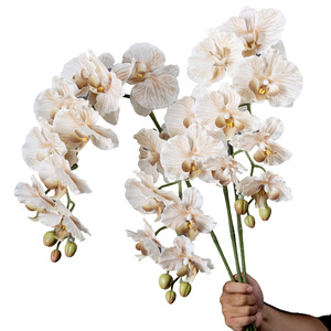 Orchidée Phalaenopsis à 9 têtes, texture filmée, pour <span class=keywords><strong>d</strong></span>écoration florale de mariage, centre de table haut de gamme pour la maison et la salle à manger, artificielle - Product Image 5