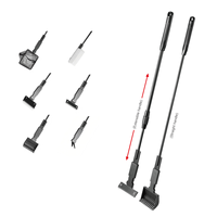 Kit d'outils de nettoyage d'aquarium 6-en-1 |   Grattoir à algues, brosse éponge, râteau à gravier et épuisette, manche extensible pour l'entretien des aquariums