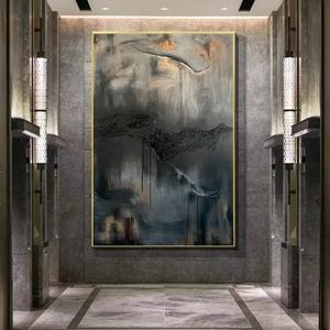 Échos d'Équilibre – Peinture à l'huile 3D encadrée, noire et blanche, courbée – Décoration murale de luxe pour la maison – Toile abstraite texturée - Product Image 2