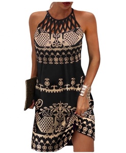 Fashion Print <strong>Women</strong> Vestidos Summer Sleeveless Hollow Elegant Boho Party <strong>Shirt</strong> Sexy Dress <strong>Women</strong> <strong>Beach</strong> Mini Dress - Product Image 2