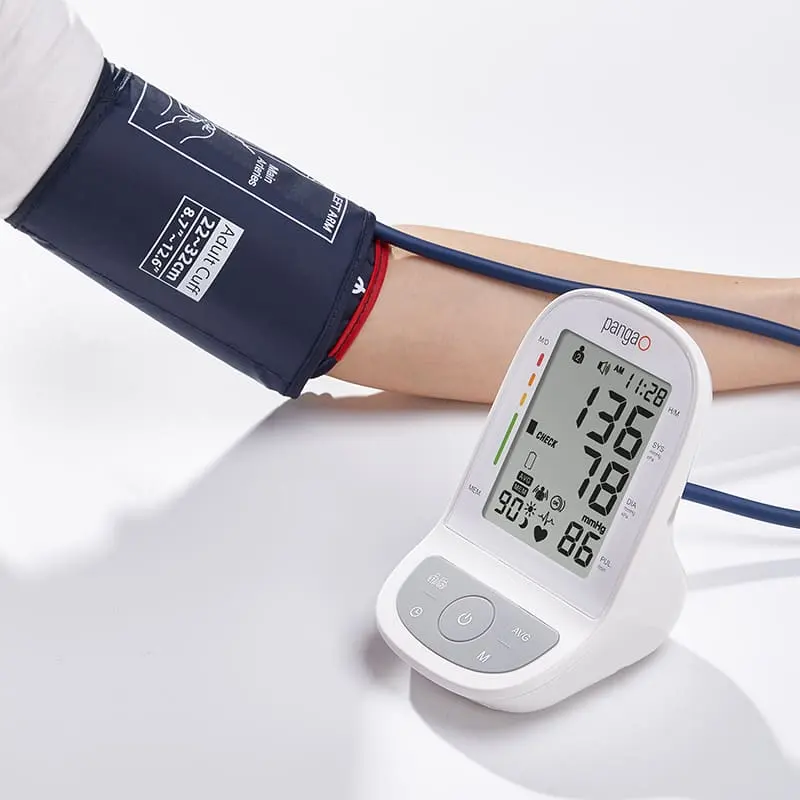 Monitor digital de pressão arterial para braço, máquina inteligente de verificação de pressão arterial com função de voz, portátil para uso doméstico