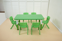 Table d'activités rectangulaire en plastique pour la maternelle, table de jeu pour enfants, tables et chaises réglables pour l'éducation préscolaire