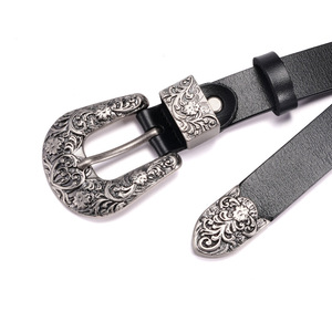 Nuevo Cinturón de Cuero Genuino de Alta Calidad para Mujer, Estilo Retro 'Old Money', con Hebilla de Aleación de Zinc Grabada, Cómodo, Versátil y de Lujo - Product Image 2
