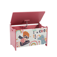 Boîte de rangement en bois pour enfants, banc de jouets meubles pour enfants rose filles grande boîte de rangement de jouets deux tiroirs en tissu