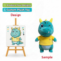 Jouets en peluche personnalisés en tissu de coton, poupées en gros, dinosaures de dessin animé avec t-shirt, cadeaux personnalisés pour la rentrée scolaire et les anniversaires en maternelle