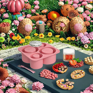 Molde de Hielo de Silicona Ecológico KCT con Tapa, Molde para Congelador con Cuatro Compartimentos en Forma de Rueda Dentada para Vasos de 20-40 oz - Product Image 3