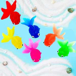Poisson rouge en gel souple TPR, jouets de bain transfrontaliers, poissons flottants pour jeux de pêche - Product Image 1