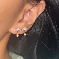 Anting-anting wanita model mahkota kecil minimalis unik berlapis emas 18k, anti alergi, dari stainless steel, dengan zircon, Dazan Baru 2027.