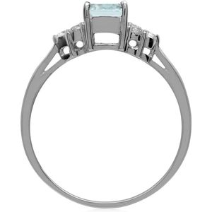 Anillo de compromiso Silvershake Topaz, corte octogonal de 7x5mm, plata de ley 925, chapado en oro blanco o amarillo, joyería fina para mujer - Product Image 5