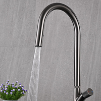 Robinet de cuisine et de salle de bain contemporain en laiton à poignée unique, avec cartouche céramique, bec rétractable, anti-éclaboussures, montage sur plan de travail