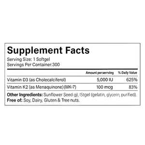 Wholesale Vitamin D3 + K2 2 In 1 Softgel Vitamin D3 5000 Iu With K2 100 Mcg Supplement For Teeth Joint And Bone Support - Product Image 2