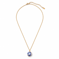 Collier pendentif en sodalite naturelle enroulé sur fil, chaîne en acier inoxydable, or et argent, pour usage quotidien