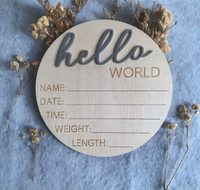 DAMAI En gros Plaque circulaire jetable en bois 3D pour étapes importantes de bébé, Décoration de fête de révélation du sexe, Fiches décoratives
