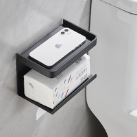 Support mural en aluminium émaillé pour téléphone et porte-rouleau de papier toilette avec distributeur de gel douche