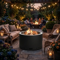 Brasero sans fumée Kingjoy à double couche, en acier inoxydable thermolaqué, pour bois de chauffage et barbecue, facile à nettoyer, noir, flamme à télécommande