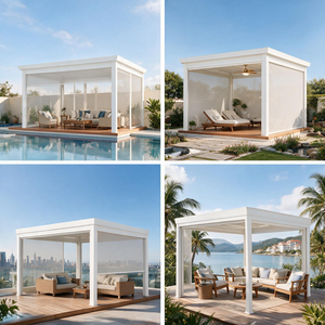 Pergola moderne en aluminium, imperméable, <span class=keywords><strong>avec</strong></span> rideaux latéraux et <span class=keywords><strong>moustiquaire</strong></span> pour balcon, toit ou terrasse (3x3m à 6x4m) - Product Image 3