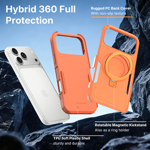Elegante Funda Protectora Naranja para Teléfono, Resistente a Impactos, Antideslizante, Magnética, con Soporte Ajustable para iPhone 17 18 Pro Max - Product Image 2