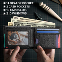 Dompet Kulit Pria RFID Lipat Tipis dengan Slot AirTag, Tekstur Kulit Mewah, Penjualan Pabrik Terlaris, Tempat Kartu Kredit dan ID