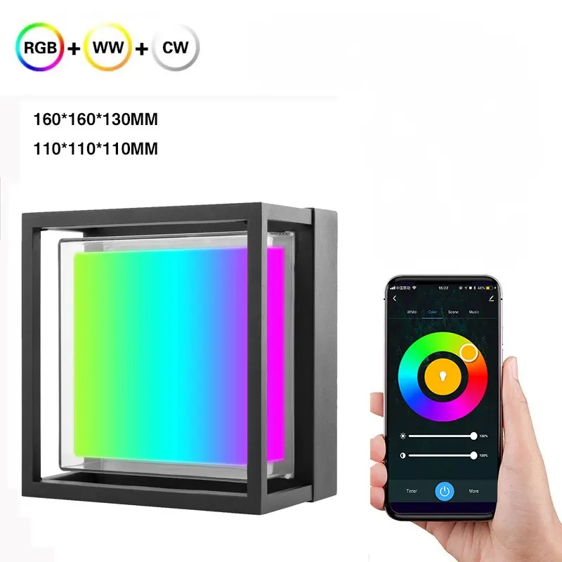 Vendita calda Smart WIFI Scone luci RGB + WW + CW LED moderne lampade da parete per esterni