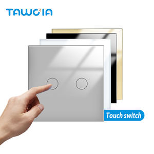 Interrupteur tactile TAWOIA 2 gangs 2 voies uniquement, <span class=keywords><strong>couleur</strong></span> grise, panneau en verre trempé, interrupteur simple, sans fil <span class=keywords><strong>neutre</strong></span>, interrupteurs électriques - Product Image 2