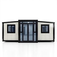 Maisons conteneurs extensibles 2-3 chambres en gros, villas préfabriquées à assemblage rapide, emballées à plat, avec panneaux sandwich