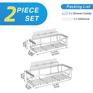 Organizador de Ducha de Acero Inoxidable de 2 Piezas, Resistente a la Oxidación, Gran Capacidad, Adhesivo, Sin Perforación, Estantes de Esquina - Product Image 2