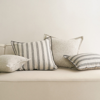 100% Französisch Leinen gestreift Sofa Kissen bezug Home Modern Luxus Jacquard Throw Kissen bezug Wohnzimmer Dekor Hotel
