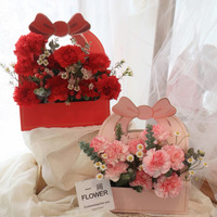 Boîte cadeau de luxe en carton blanc recyclé, estampée or, en forme de nœud, avec fenêtre ajourée, pour fleurs, 32,5x12x25cm, impression offset, modèle Vest