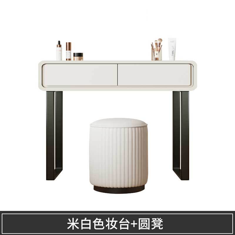 Taburete redondo individual T4 blanco para tocador.