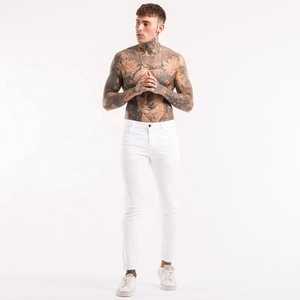 <span class=keywords><strong>Jeans</strong></span> <span class=keywords><strong>Slim</strong></span> Fit Bianchi per Uomo Gingtto, <span class=keywords><strong>Jeans</strong></span> in Cotone <span class=keywords><strong>Super</strong></span> Fly di Design, Pantaloni Denim Distressed per Uomo - Product Image 2