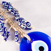 Exquise décoration turque artisanale en forme d'œil bleu, amulette Nazar en verre, porte-bonheur pour la maison et la voiture