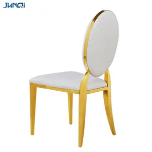 結婚式の椅子鋼卸売ティファニー積み重ね可能なイベント家具ステンレス鋼椅子クッション付き