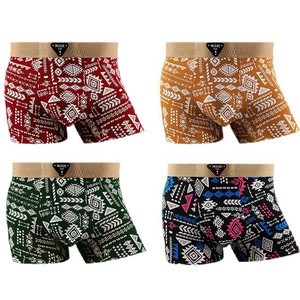 <b>Men</b> <b>Bamboo</b> Fiber Boxers Briefs Mid-Rise Printed Breathable Ethnic Style Knitted <b>Underwear</b> - Product Image 5