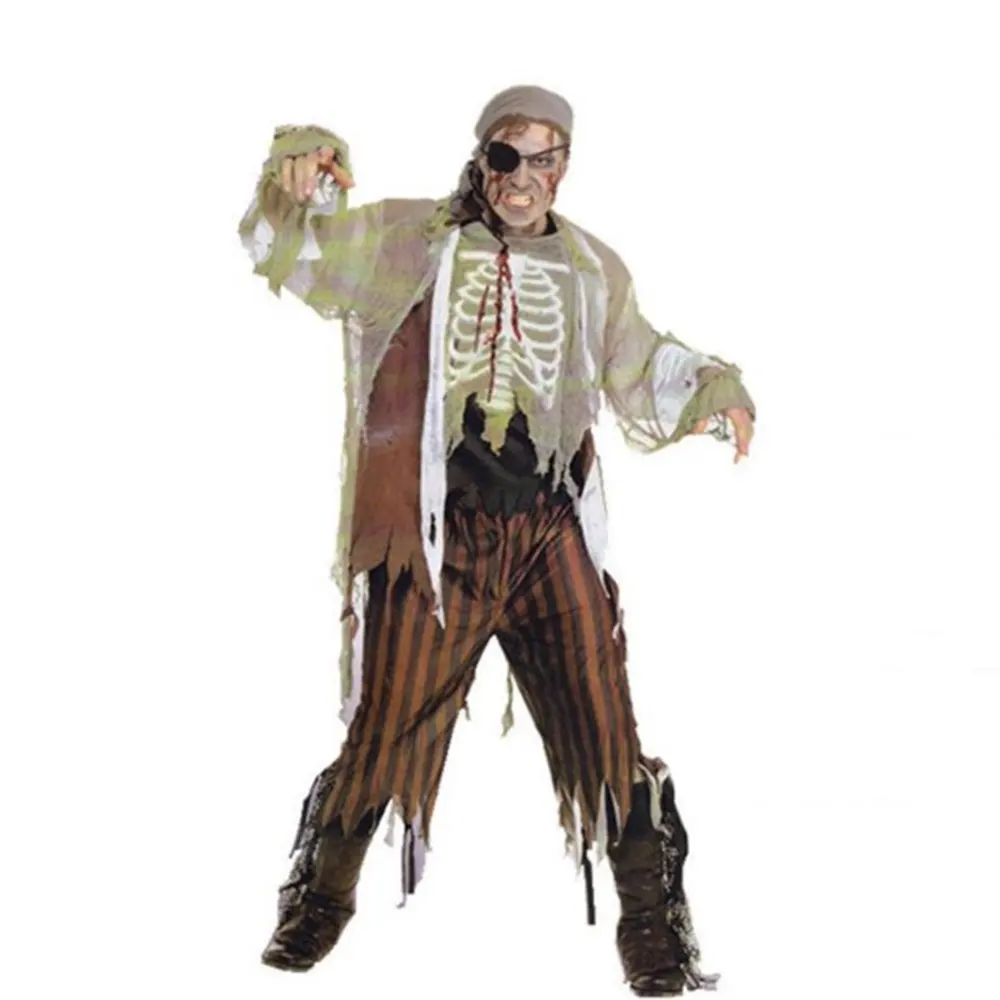 Halloween Mannen Piraat Cosplay Eng Pirate Zombie Party Kostuum Met Patch Voor Volwassenen Festival Party Props