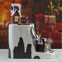 Nouveauté : Village de Noël en plastique avec train rotatif et patineurs mobiles, éclairage LED et musique, adaptateur inclus