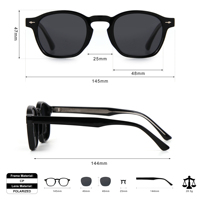 Lunettes de soleil à l'acide propionique Acheter en vrac Designer Round Casual Custom Vintage Lunettes de soleil polarisées légères Hommes Femmes
