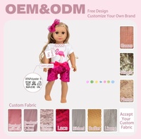 Tenue d'été personnalisée pour poupée de 18 pouces, motif flamant rose, t-shirt blanc, short à paillettes magenta, vêtements de poupée OEM avec nœud scintillant