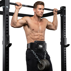 Ceinture de musculation robuste en cuir de vachette personnalisée avec double anneau et fermeture à chaîne en acier antidérapante pour l'haltérophilie, l'entraînement musculaire et la gym - Unisexe - Product Image 1