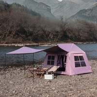 Tente de camping gonflable à installation instantanée, tente imperméable 4 saisons avec protection UV et moustiquaire pour la randonnée en plein air