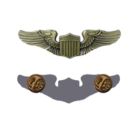 Ailes d'aigle en or brillant 3D personnalisées en fonte pour badge, logo personnalisé, émail doux, impression typographique pour compagnie aérienne